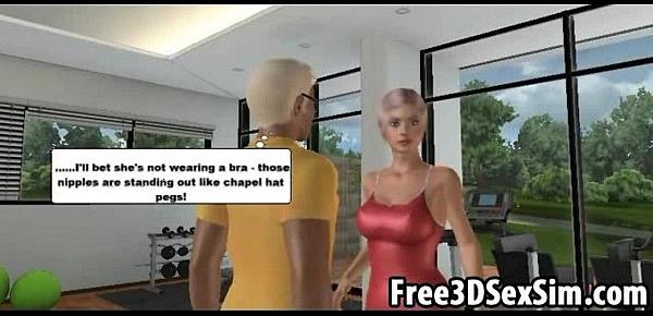  Sexy 3D cartoon honey motivates her man to work out